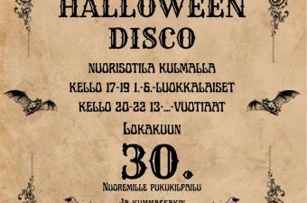 Kuvassa on mainos Halloween diskosta