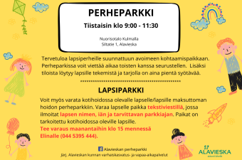 Kuvassa näkyy mainos Perheparkin toiminnasta