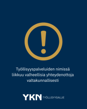 YKN-työllisyysalueen varoituskuva huijausviesteistä