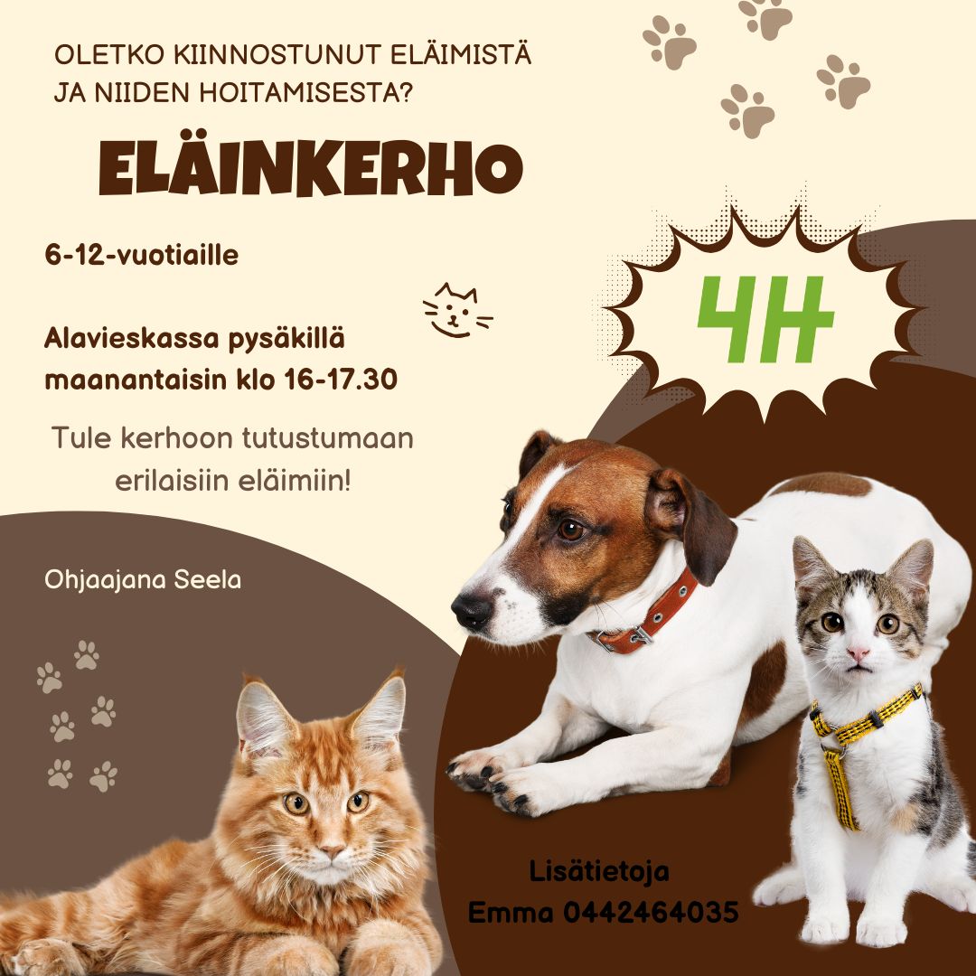 Eläinkerho 6-12 -vuotiaille Pysäkillä. 