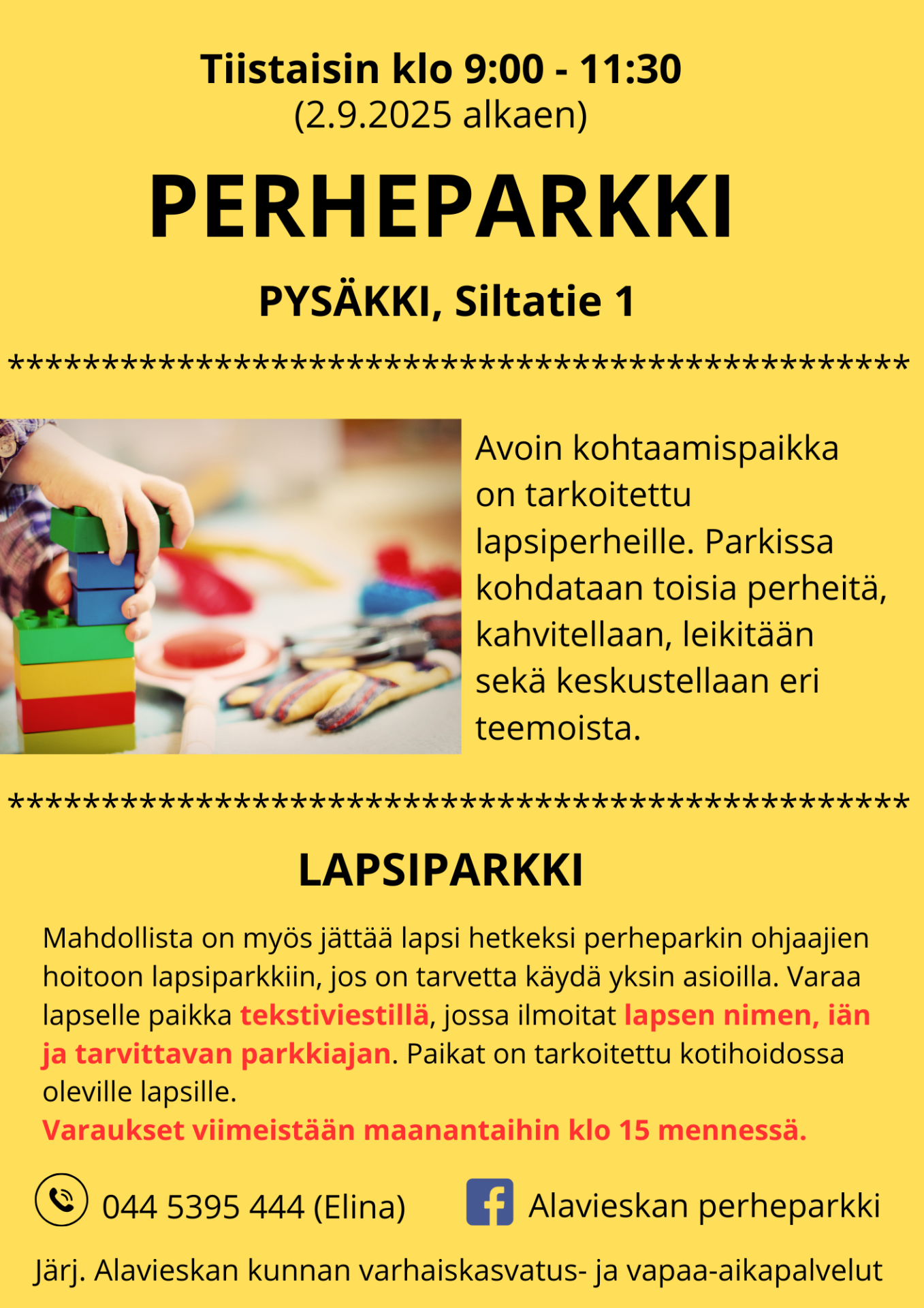 Perheparkin ja lapsiparkin toiminnan esittely