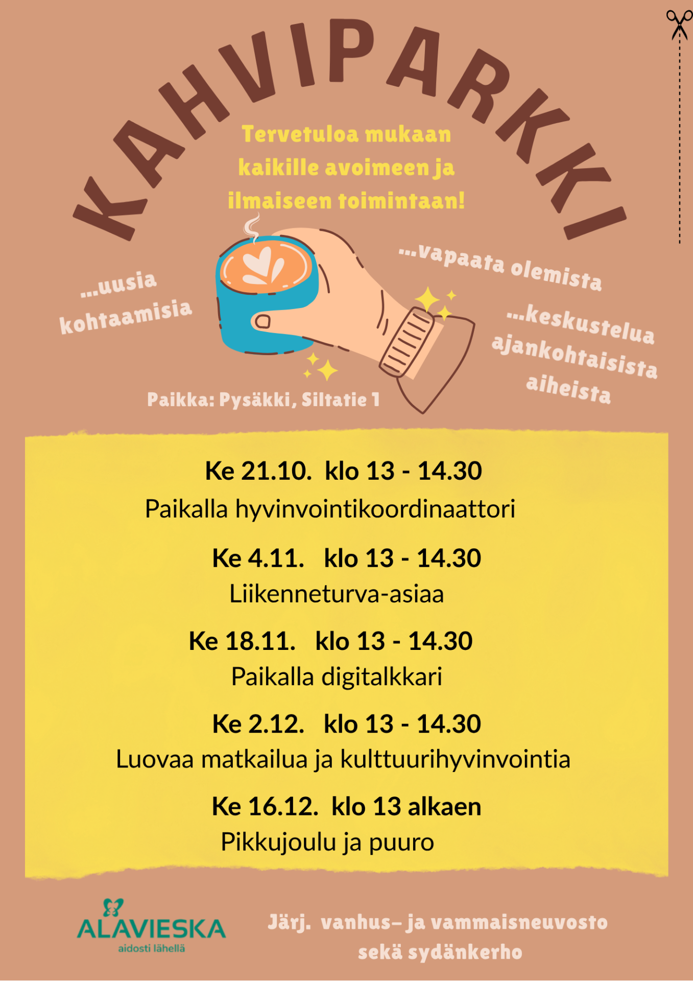 Kuvassa on mainos kahviparkki-toiminnasta